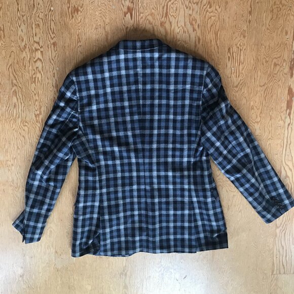 Blue & Grey Check Hugo Boss Wool Blazer - Picture 2 of 16